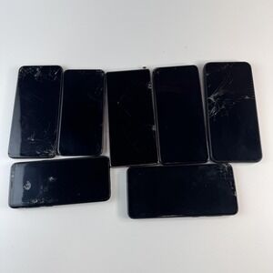 Samsung Galaxy Smartphone Lot Of 7 Black Android Cracked For Parts Read